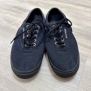 Tommy Hilfiger Men's Casual Canvas Lace-Up Flat Sneakers Shoes Black